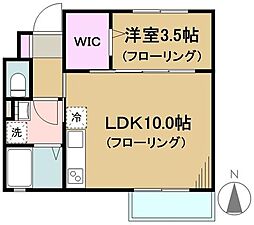 西武新宿線 都立家政駅 徒歩1分の賃貸アパート 1階1LDKの間取り
