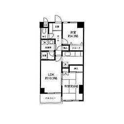 西武池袋線 江古田駅 徒歩5分の賃貸アパート 9階2LDKの間取り