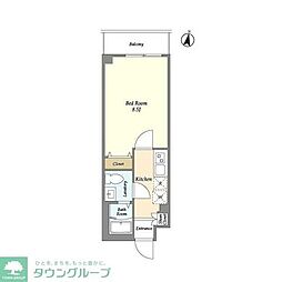 東武東上線 成増駅 徒歩12分の賃貸マンション 地下1階1Kの間取り