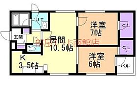 シュクル七重浜 201 ｜ 北海道北斗市七重浜7丁目7-22（賃貸マンション2LDK・2階・60.80㎡） その2