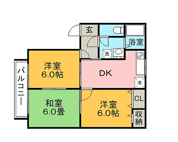 福岡県久留米市長門石4丁目(賃貸アパート3DK・1階・52.00㎡)の写真 その2