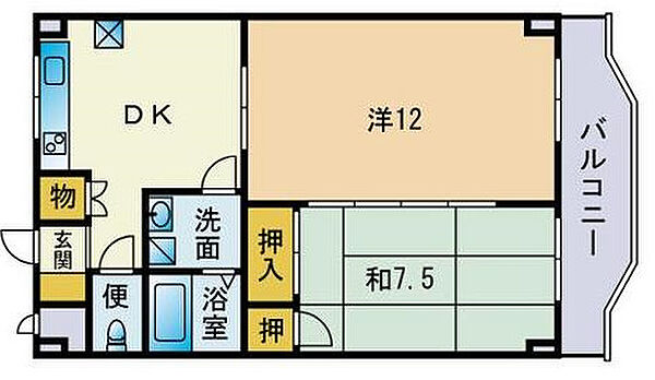 福岡県久留米市御井旗崎5丁目(賃貸マンション2DK・4階・57.98㎡)の写真 その2