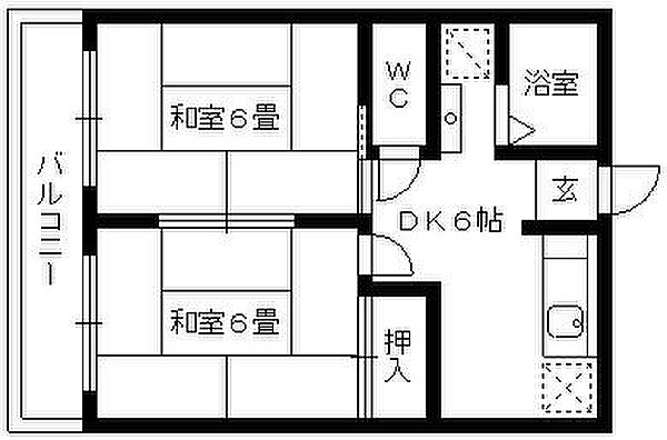 小森野ハイツ ｜福岡県久留米市小森野3丁目(賃貸アパート2DK・2階・36.90㎡)の写真 その2