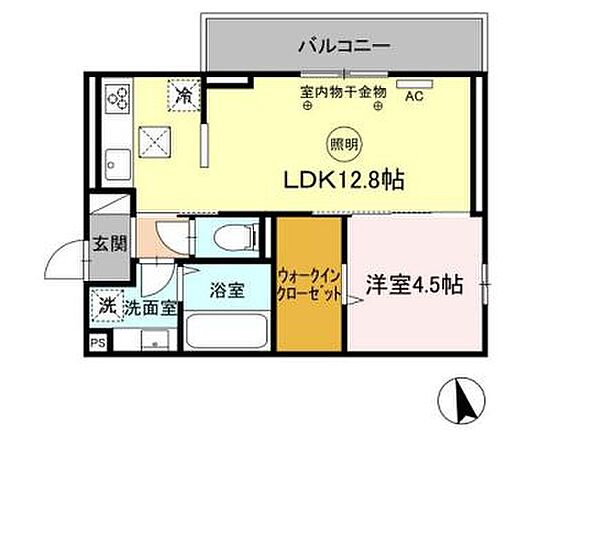 福岡県久留米市野中町(賃貸アパート1LDK・3階・42.79㎡)の写真 その2