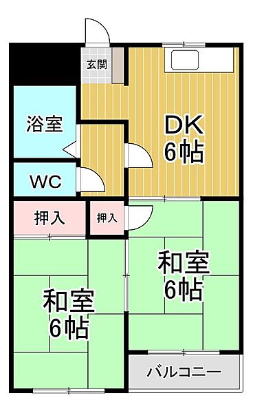 ABCハイツ 305｜福岡県久留米市山川追分1丁目(賃貸アパート2DK・3階・40.80㎡)の写真 その2