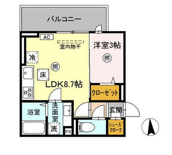 Ａｕｇｕｓｔａ 210｜福岡県久留米市津福本町(賃貸アパート1LDK・2階・30.14㎡)の写真 その2