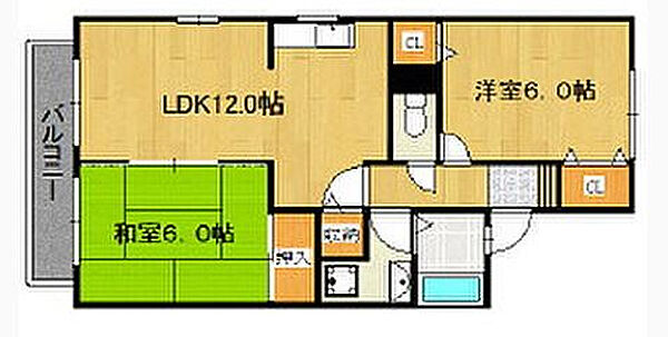 アミューズメント西町 207号｜福岡県久留米市西町(賃貸アパート2LDK・2階・55.00㎡)の写真 その2