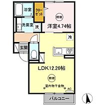 Fontaine和賀 205号室 ｜ 福岡県久留米市合川町字井葉212-1の一部（賃貸アパート1LDK・2階・40.43㎡） その2