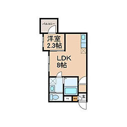 アルテ久留米 2階1LDKの間取り