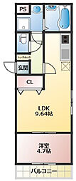 THENOBLES諏訪野町I 3階1LDKの間取り