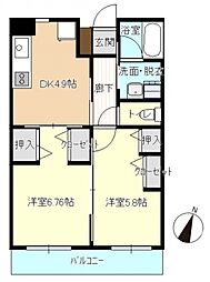 フレンテA 2DKの間取図画像