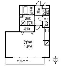 セジュール井草I 1階ワンルームの間取り