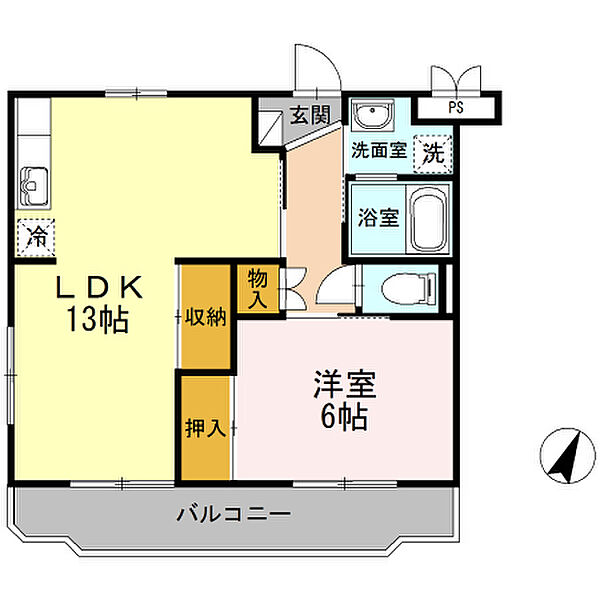 エクレール・ユウ 205｜静岡県静岡市駿河区中田本町(賃貸マンション2DK・2階・45.73㎡)の写真 その2