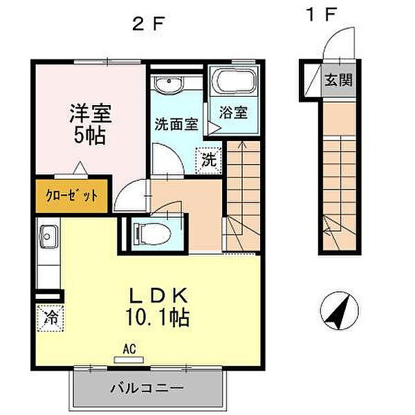 プリメーラ 205｜静岡県静岡市駿河区西島(賃貸アパート1LDK・2階・44.89㎡)の写真 その2