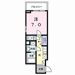 フラッグシップ中町 4階1Kの間取り