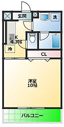 コンシアンス 1Kの間取図画像