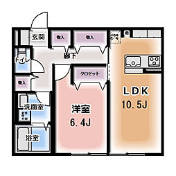 Komorebi Garden中田本町A 1LDKの間取図画像