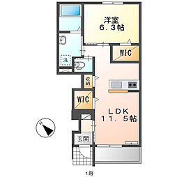 ルピナス 1LDKの間取図画像