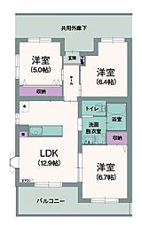 エクセルシオール 3LDKの間取図画像