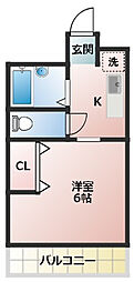 桜館7 1Kの間取図画像
