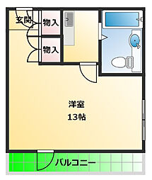 カレント中田 1Kの間取図画像