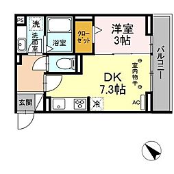リッシュ 1DKの間取図画像