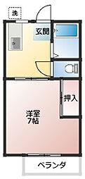 フラット興津B 1DKの間取図画像