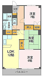 サングレース新川 3LDKの間取図画像
