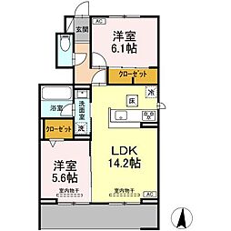 セジュール池田 2LDKの間取図画像