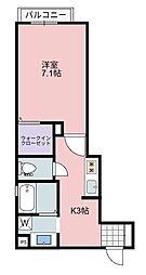 クロノス馬渕 1Kの間取図画像