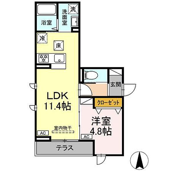 Dフラット乞田 101｜東京都多摩市乞田(賃貸アパート1LDK・1階・38.36㎡)の写真 その2