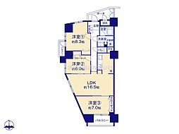 朝日八王子マンション 3LDKの間取り