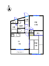 JR青梅線 青梅駅 徒歩9分の賃貸マンション 4階2DKの間取り