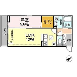 JR横浜線 相模原駅 徒歩9分の賃貸アパート 1階1LDKの間取り