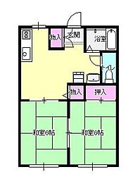 JR中央本線 西八王子駅 徒歩7分の賃貸アパート 2階2DKの間取り