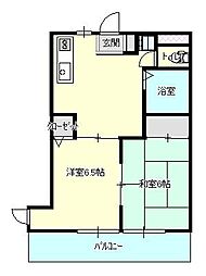 京王線 京王八王子駅 徒歩13分の賃貸マンション 3階2DKの間取り