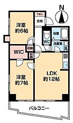 JR中央本線 八王子駅 徒歩17分の賃貸マンション 12階2LDKの間取り
