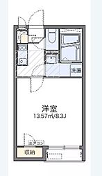 京王高尾線 山田駅 徒歩7分の賃貸マンション 2階1Kの間取り