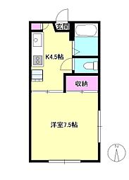 JR中央本線 西八王子駅 徒歩12分の賃貸アパート 2階1Kの間取り
