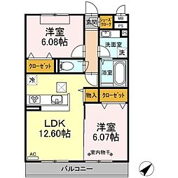 JR中央本線 八王子駅 バス20分 川口やまゆり館下車 徒歩1分の賃貸アパート 1階2LDKの間取り