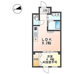 JR中央本線 日野駅 徒歩3分の賃貸マンション 2階1LDKの間取り