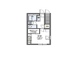京王高尾線 山田駅 徒歩17分の賃貸アパート 1階1Kの間取り