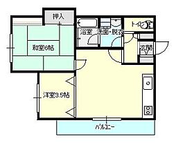 JR中央本線 西八王子駅 バス15分 四谷（八王子市）下車 徒歩1分の賃貸マンション 3階2LDKの間取り