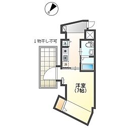 京王線 京王八王子駅 徒歩6分の賃貸マンション 4階1Kの間取り