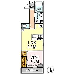 JR青梅線 河辺駅 徒歩6分の賃貸アパート 3階1LDKの間取り