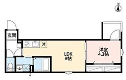 JR中央本線 西八王子駅 徒歩7分の賃貸アパート 1階1LDKの間取り