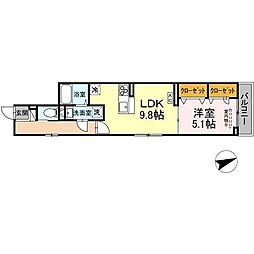 JR中央本線 西八王子駅 徒歩20分の賃貸アパート 2階1LDKの間取り