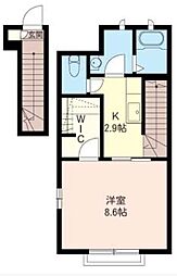 JR青梅線 中神駅 徒歩9分の賃貸アパート 2階1Kの間取り
