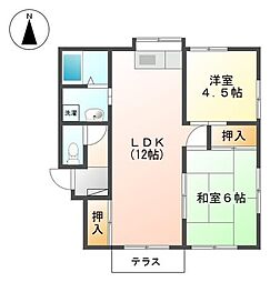 JR五日市線 秋川駅 徒歩15分の賃貸一戸建て 2LDKの間取り