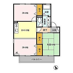 JR横浜線 片倉駅 徒歩11分の賃貸アパート 1階2LDKの間取り